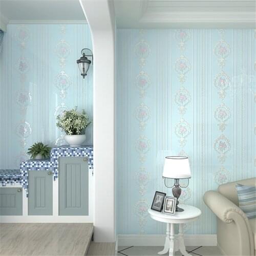 Beibehang flower vertical stripes version non woven wallpaper for living room bedroom background wall paper papel de parede