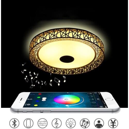 Bird Nest Wireless Bluetooth LED Ceiling Light Music & Multi-Colors Changing Smart Remote Control Lamp Metal & Acrylic Lampshade