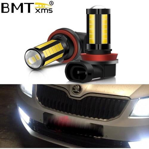 BMTxms 2pcs Canbus White Car LED Lamp H11 H8 Front Fog Light Bulb For Skoda Octavia 2 3 MK2 MK3 1Z 5E A5 A7 FL 2005
