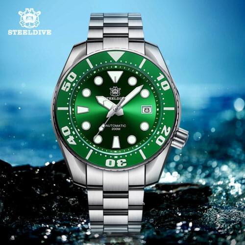STEELDIVE 1971 Automatic Mechanical Watch 43.8mm 316L Steel Mechanical Watches NH35 Sapphire Crystal BGW9 Luminous Ceramic Bezel
