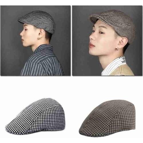 Fashion Retro Bomber Hats Black Grey Herringbone Newsboy Painter Baker Boy Tweed Flat Cap Mens Gatsby Hat Beret Sombrero Unisex