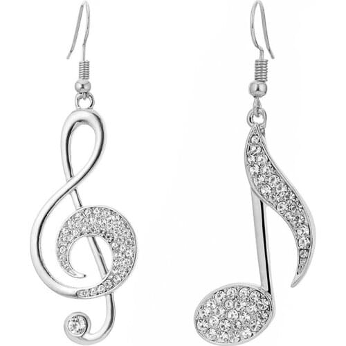 Summer Music Note Pendent Drop Dangle Earring for Women Crystal Asymmetric Earrings Fashion Jewelry Trendy Accessories AM0747