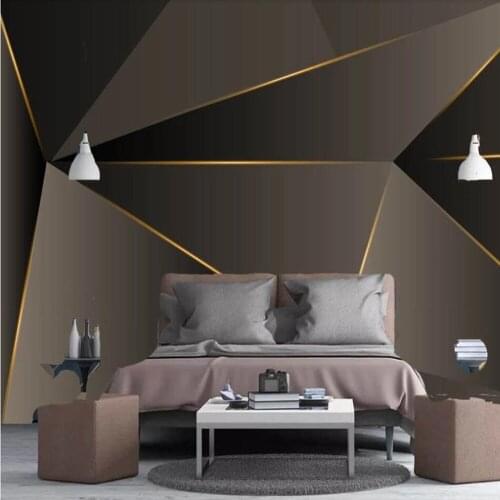 Milofi custom 3D wallpaper mural light luxury modern minimalist retro abstract geometric gold lines background wall painting