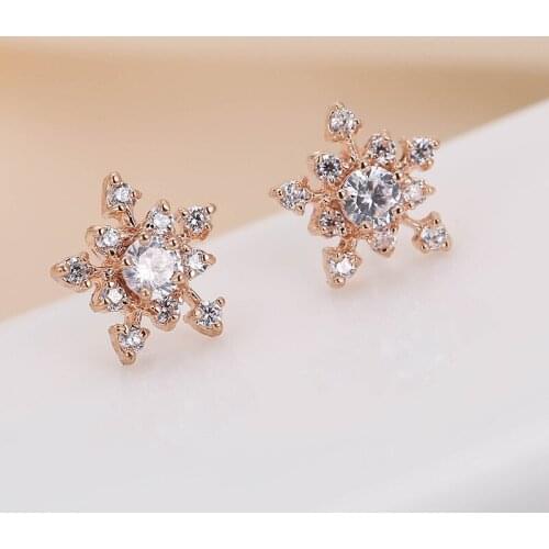 DE166 Fashion Delicacy Beautiful 4A Zircon Snowflake Ear Stud GIRLS Gift Party Banquet WOMENS Jewelry Earrings 2021