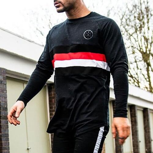 Muscleguys Fashion Hip Hop T shirt Men Slim Fit Mens Long Sleeve T-Shirt Casual O-neck Tshirt Brand Streetwear Tops & Tees