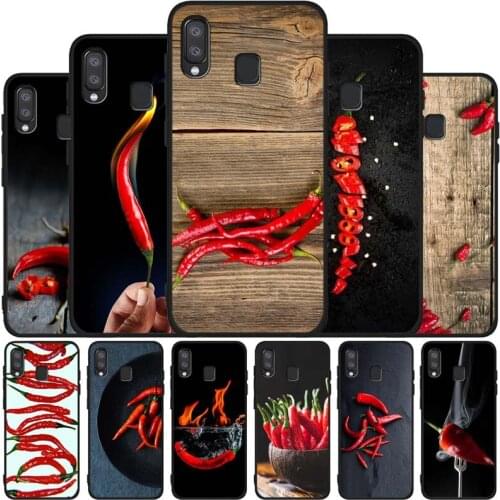 Red pepper black soft phone Case For Samsung A10 20 30 40 50 30S 50S 60 70 M10 M30S M40 A31 51 71 A20E A10E A21S