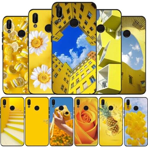 Yellow art black Silicone soft Phone Case for huawei P40 P30 P20 P10 Pro P9 Lite Psmart 2019 Y6 Y9 cover