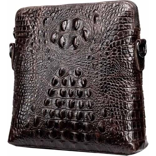 NEW Mens high quality genuine leather messenger bag Alligator retro fashion travel man Head layer cowhide shoulder bags Handba