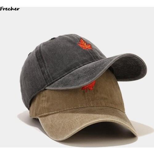 2021 New Canada Maple Leaf Patch Baseball Cap Retro Outdoor Sports Caps Bone Gorras Curved Fitted Washed Vintage Dad Hat For Men