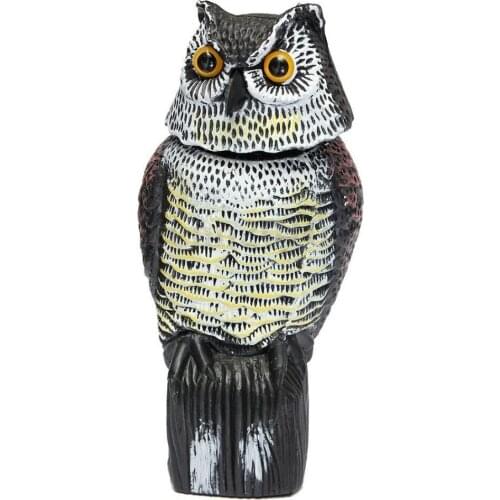 New Realistic Bird Scarer Rotating Head Sound Owl Prowler Decoy Protection Repellent Pest Control Scarecrow Garden Yard Move
