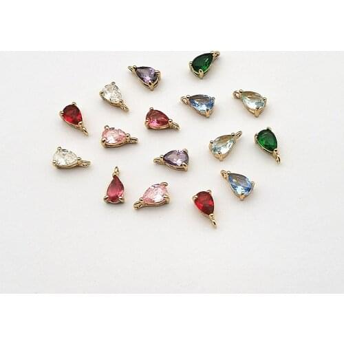 New arrival! 8x5mm 100pcs Copper/Crystal Drop shape Charm for Earring DIY Making, Jewelry Accessories Findings & Component