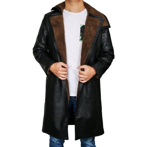 New Blade Runner 2049 Officer K Trench Cosplay Costume 2017 Ryan Gosling Jacket Outwear Long PU Leather Coat Halloween Uniform