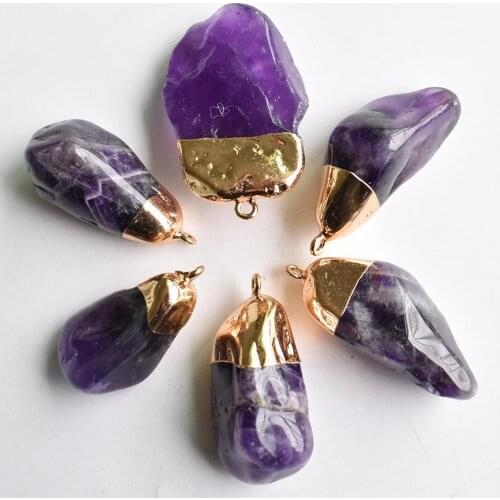 Wholesale 6pcs/lot 2020 New Natural Stone Irregular Pendants amethysts Charms For DIY Jewelry Making free shipping