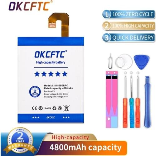 Original OKCFTC Replacement Battery LIS1558ERPC For SONY Xperia Z3 L55T L55U D6653 D6633 D6603 Authentic Phone Battery 4800mAh