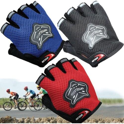 2021 Newest Arrival Winter Outdoor MTB Motorcycle Bike Cycling Gloves Half Finger Mesh Sport Short Glove 4 Color 7-16 Years