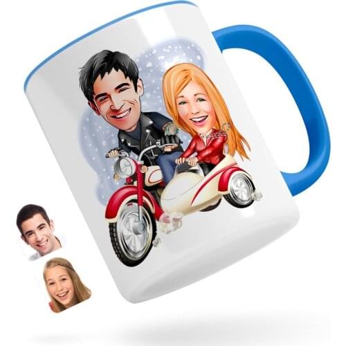 Personalized Valentine Caricature Of Blue Mug Bardak-12