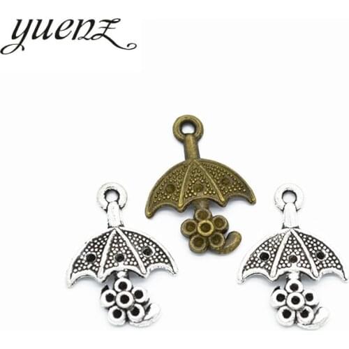 YuenZ 20pcs Antique silver color mbrella Charms Pendants For Necklace Bracelet Jewelry Making DIY Handmade 20*15mm J401