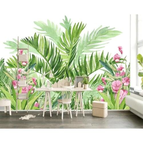 Custom wallpaper simple fresh rain forest plant banana leaf garden murals TV sofa bedroom background wall 3d wallpaper Beibehang