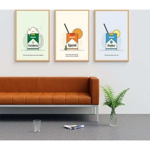 Kitchen Posters and Prints Aperol meets Marlboro Drink Canvas Painting Vintage Wall Picture Dining Room Restaurant Bar Decor