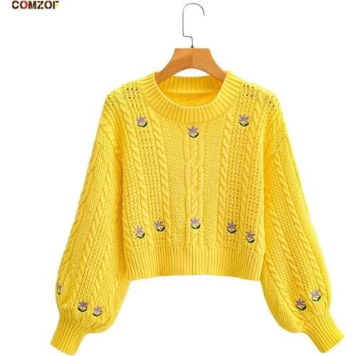 New arrival women pullover sweater long sleeve embroidery loose fashion 2020 autumn clothing knitwear sweaters sueter mujer