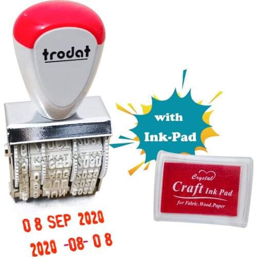 Date Stamp New Creative DIY Business Rubber Stamp with Adjustable Date Rolling Stamps School Supplies Stationery With Ink-Pad