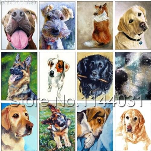 Dog 5D Diamond Mosaic Handmade Diamond Painting Cross Stitch Full Diamond Embroidery Animals Patterns Rhinestones Arts Christmas