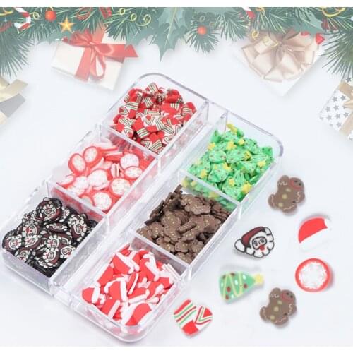 Gingerbread Man Snowflake Nail Art Decoration 6 Shapes DIY Manicures Christmas Glitter Sequins Flakes 3D Clay Nail Accessories