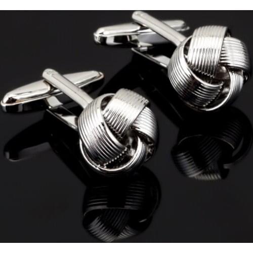 High quality silvery twist Cufflinks for men fashion knot design top quality copper hotsale cufflinks whoelsale&retail