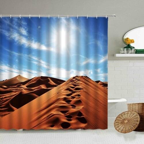 African Desert Sand Dunes Shower Curtain Natural Landscape Photography Bathroom Accessories With Hook Waterproof Screen Washable