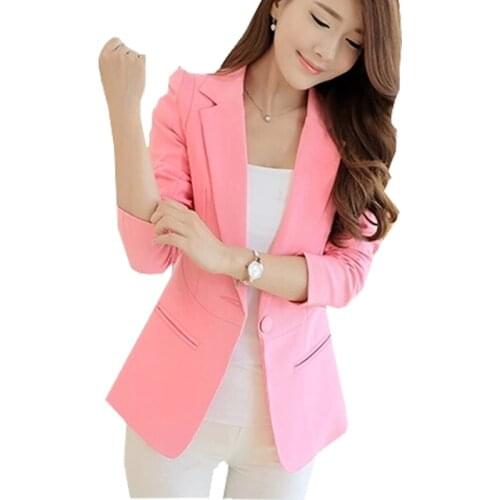 Hot Selling Fashion Elegant Business Formal Office Suits Wear Women Long Sleeve Pink/Black/White Blazer Suit Jacket XXL ZY528