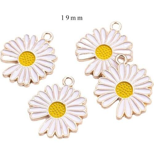 10pcs/Lot Sunflower 19mm Diy Handmade Oil Enamel Charms Design for Jewelry Making Earring Bracelet or Necklace