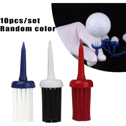10pcs Plastic Golf Tees Brush Driver Golf Training Tool Random Color 57/62mm