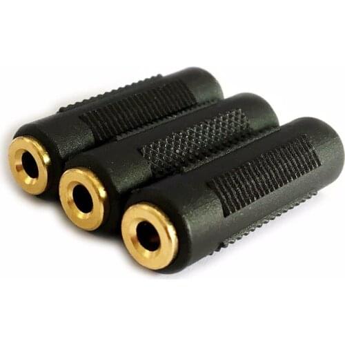 3pcs/lot 3.5mm Stereo Jack to 3.5mm Stereo Jack Adaptor Connectors, Gold Plated, Female to Female