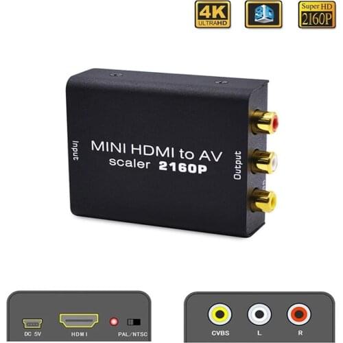 4K HD TO AV Adapter HD Video Converter HD to RCA AV/CVSB L/R Video 480P 720P 1080P 2160P Support NTSC PAL HDMI2AV