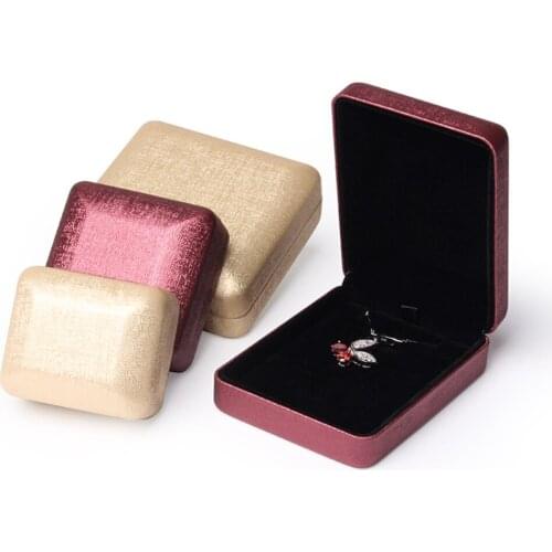 50pcs/lot Metal Jewelry Box With PU Ring Pendant Necklace Box Wedding Jewelry Packaging Storage Case Gift Boxes Wholesale