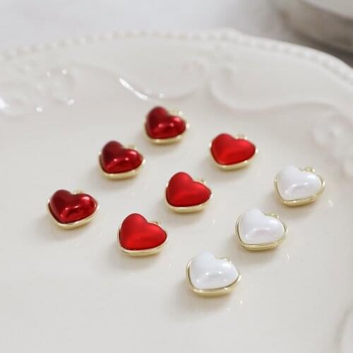 6pcs Korean New Romantic Lovely Heart Shape Earrings for Women red pendant diy jewelry earrings necklace material accessories