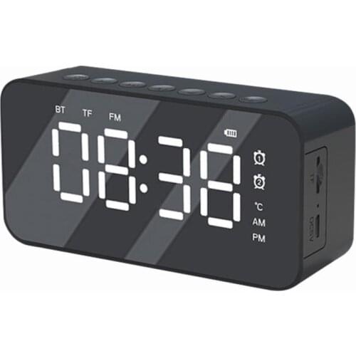 60% Hot Sales!! Q6 Bluetooth 5.0 Wireless Rechargeable Stereo Speaker Radio Alarm Clock Mirror