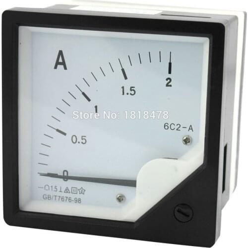 6C2 DC 0-2A 1A 3A 5A 10A 15A Measuring Tool Rectangle Panel Analog Meter Amperemeter 80*80mm