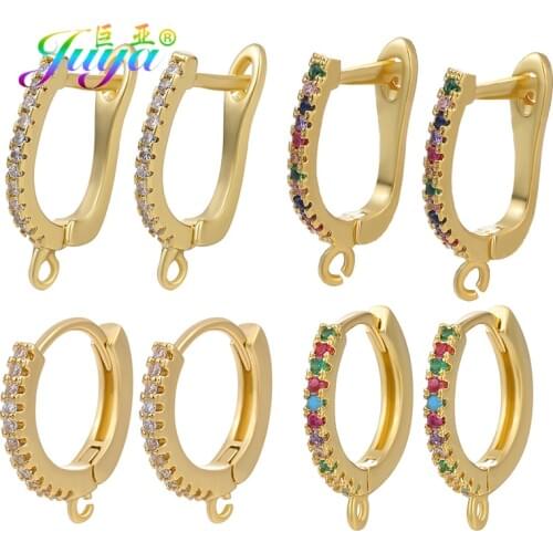 Juya Handmade Earwire Accessories Supplies Gold/Silver Color Earring Hooks Clasps For DIY Fine Exquisite Jewelry Making Material