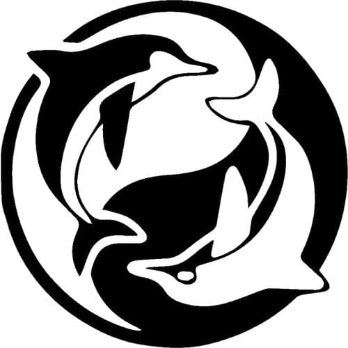 Car stying Elegant Marine Animals Yin Yang Dolphin Mans Best Friend Car Sticker for Truck Window Bumper Kayak HomeJdm