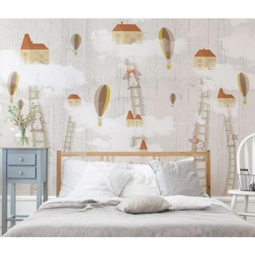 Bacaz Newest 8d Cartoon House Wall paper Mural 3D Sky Scaling Ladder Wallpaper sticker paper For Kids Room Wall Murals Decor