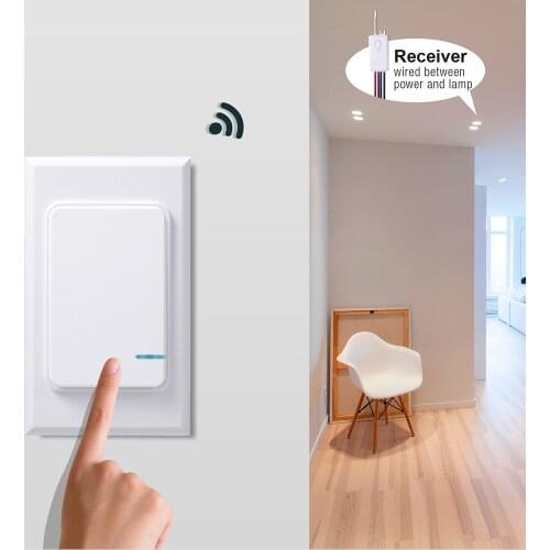 Wireless Light Switch Receiver IP66 Kit Wall Switch, Lighting Remote Control up to 30m, No Wire, Easy to Install