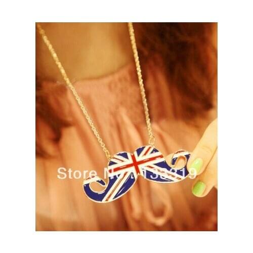 Fashion British Flag Necklace Flag Of The United Kingdom Beard Necklaces Mustache Necklace Lovely Mustache Necklace