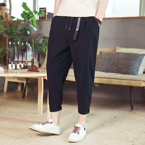 Chinese Style Ankle-Length Pants Men Trousers Streetwear Sweatpants Hip Hop Pants