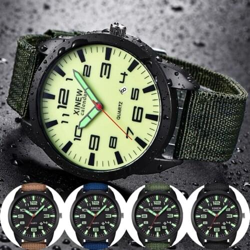 Men watch Fashion Sports Business Casual Nylon Band Watch Simple Dial Calendar Quartz Watch Waterproof Mens watches Reloj hombre