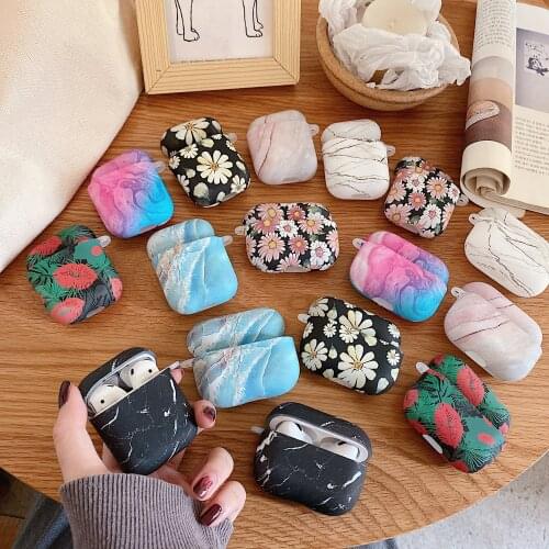 For Airpods 1 2 Pro case Luxury Marble Pattern Earphone case Coque For Apple Airpods Pro Marble Pattern Flowers Shockproof Shell