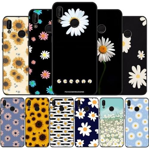 Yellow flower Small daisy sunflowe Black Soft Phone Case For Huawei 40 30 20 10 9 Lite Pro P smart 2019 Y6 Y6 Prime2019 Y9 2018