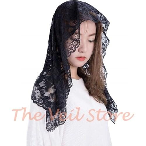 Spanish Soft Tulle Lace Girls Kids Catholic Veils for Church Mantilla Black White HeadCovering Velo Negra Voile Mantille Filles
