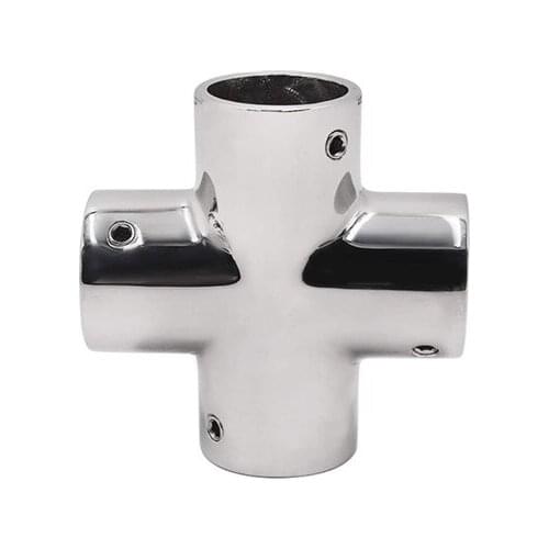 Stainless Steel Boat Deck Handrail 4 Way Cross Centre Joiner 7/8" Tee Marine Grade