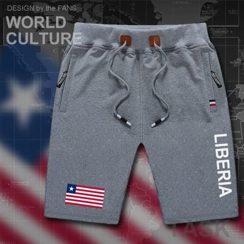 Liberia Liberian mens shorts beach man mens board shorts flag workout zipper pocket sweat bodybuilding 2017 cotton brand LR LBR